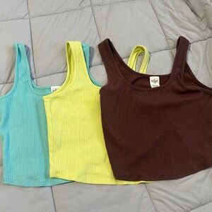 Ladies' 3 Piece Crop Top Tanks Size L
